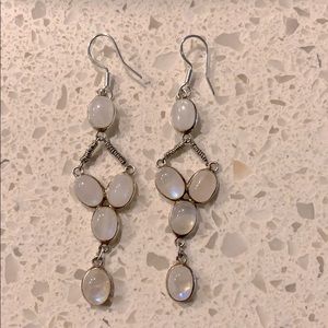 Moonstone earrings with sterling silver hooks